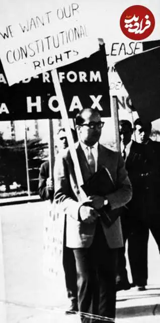 عکس؛ سفر به تاریخ؛ «شهید چمران» در حال تظاهرات در خیابان های آمریکا