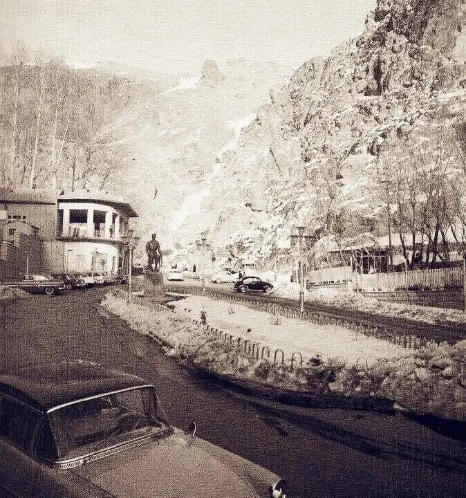 عکس؛ سفر در زمان؛ شکل و شمایل «منطقه دربند» در هوای برفی و در سال 41