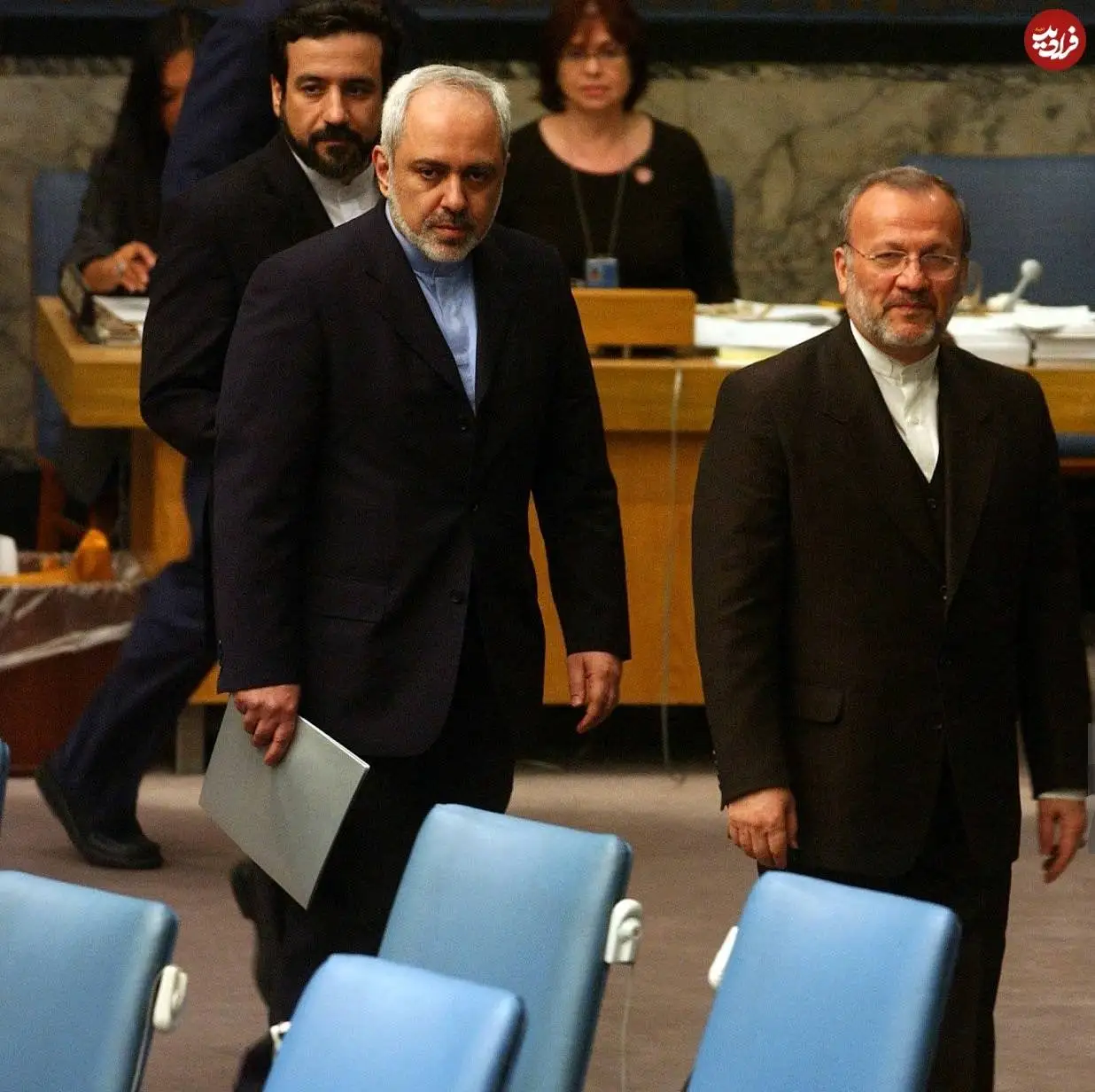 عکس؛ سفر در زمان؛ «عراقچی، ظریف و متکی» در سازمان ملل؛ سال 1386