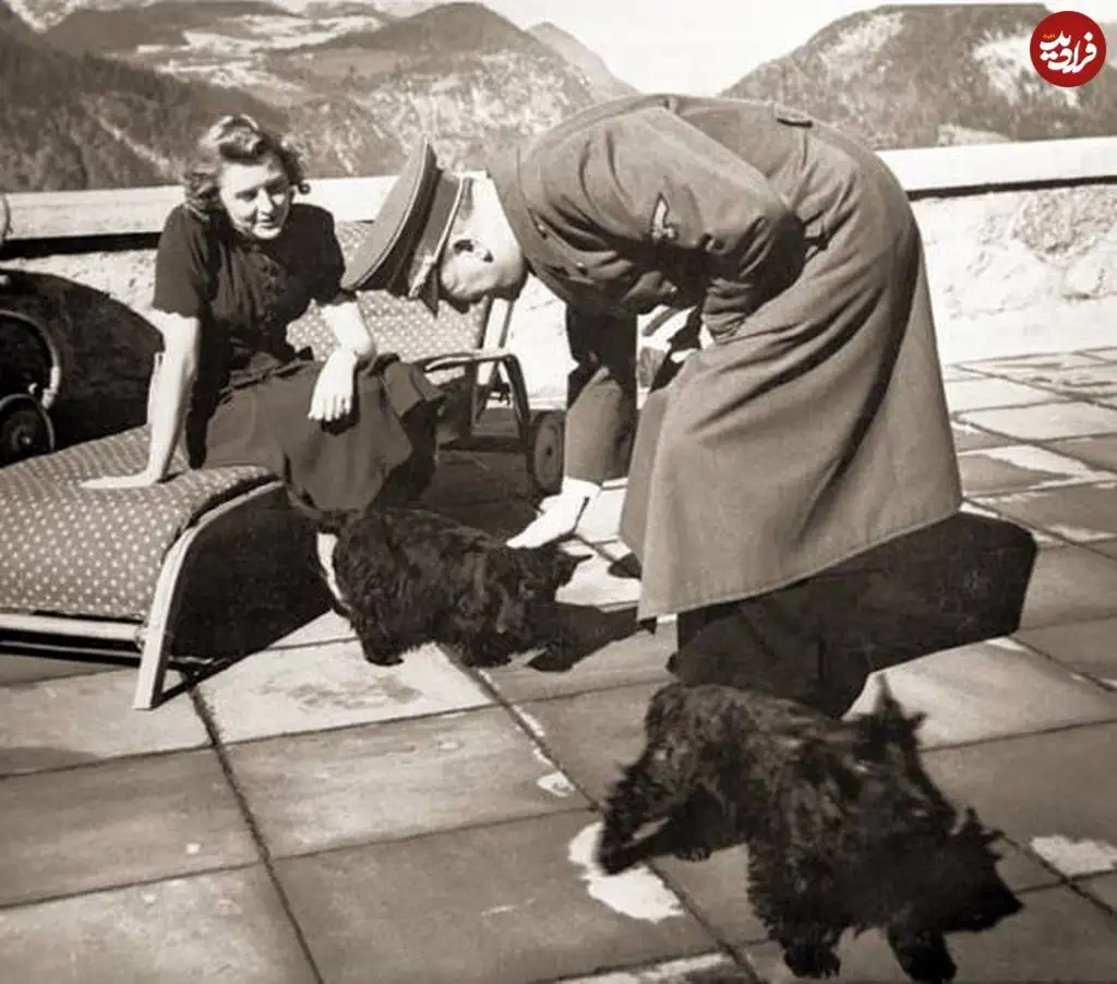 عکس؛ سفر در تاریخ؛ «آدولف هیتلر» در حال بازی کردن با سگ هایش؛ سال 1320