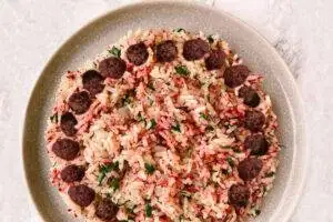 طرز تهیه سماق پلو مجلسی با گوشت