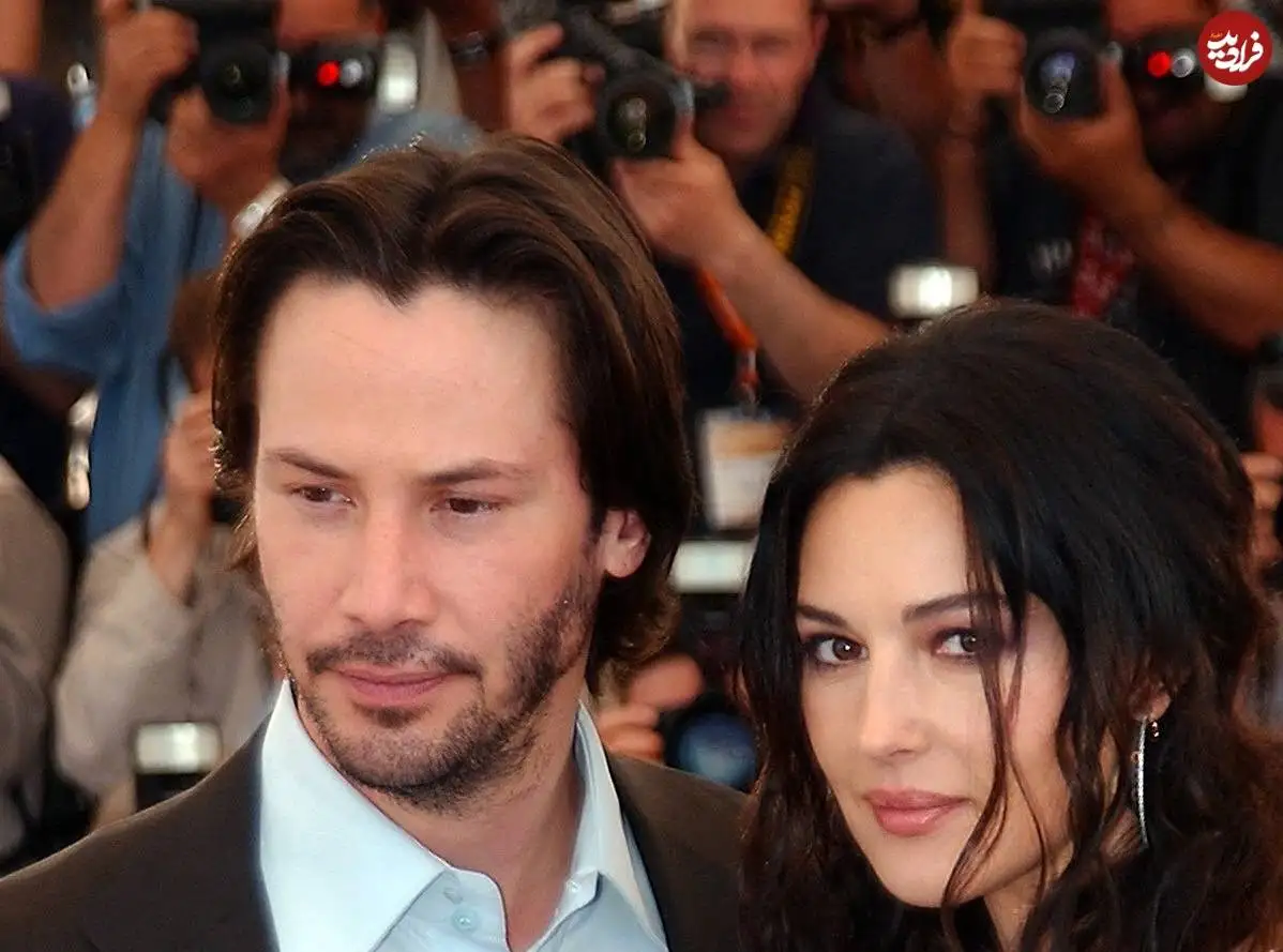 عکس؛ سفر در زمان؛ «مونیکا بلوچی 37 ساله در کنار کیانو ریوز»؛ سال 1382