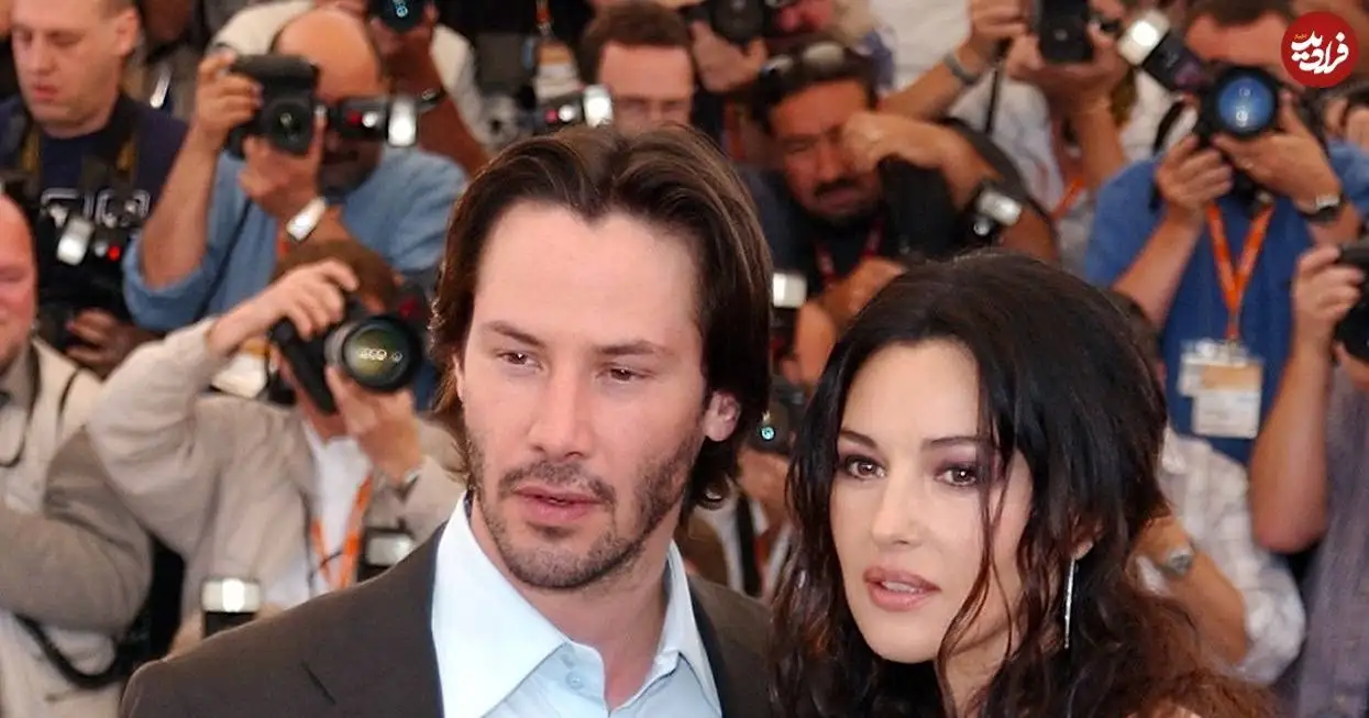 عکس؛ سفر در زمان؛ «مونیکا بلوچی 37 ساله در کنار کیانو ریوز»؛ سال 1382