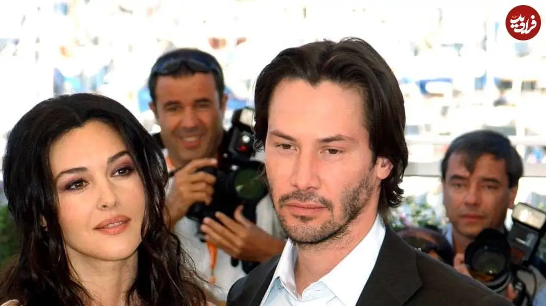 عکس؛ سفر در زمان؛ «مونیکا بلوچی 37 ساله در کنار کیانو ریوز»؛ سال 1382