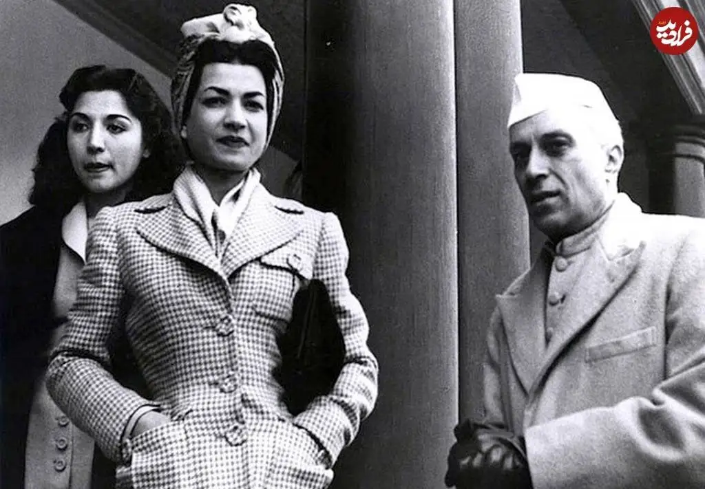 عکس؛ سفر در زمان؛ «اشرف پهلوی در کنار جواهر لعل نهرو در سفر هند»؛ دهه 30