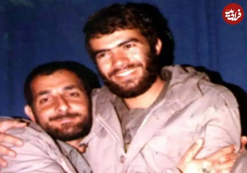 عکس؛ سفر به تاریخ؛ «سردار فدوی، جانشین فرمانده سپاه» در جبهه در کنار «شهید باکری»؛ دهۀ 60