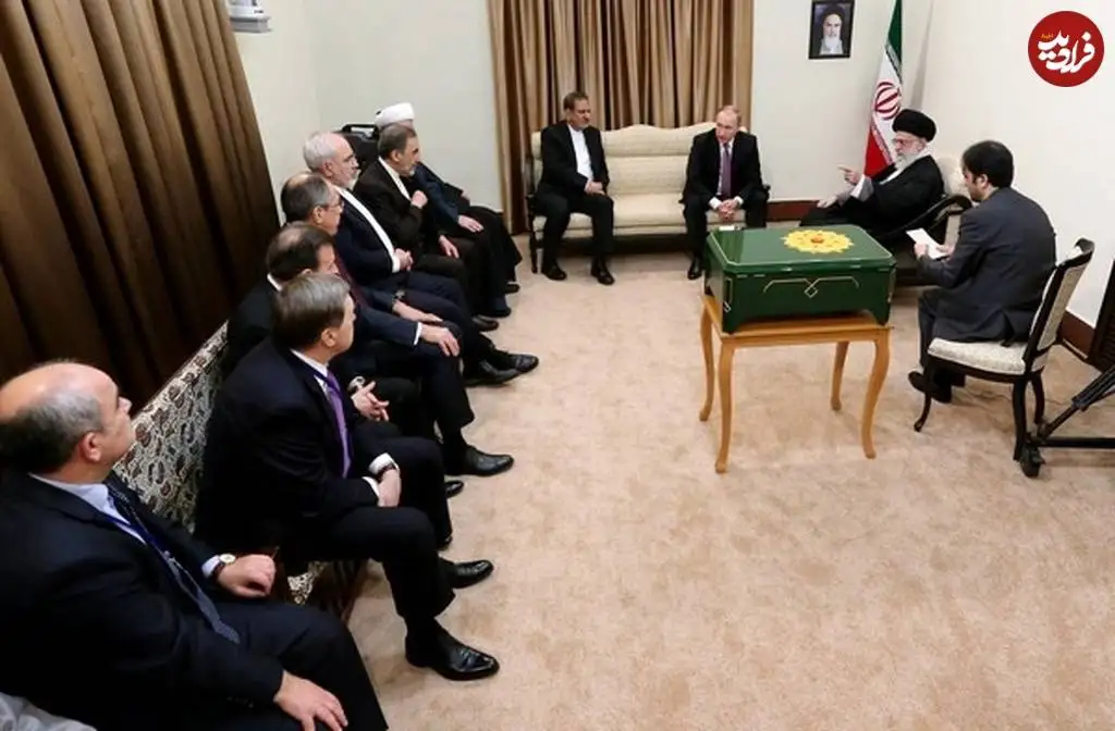 عکس؛ سفر در زمان؛ «پوتین، جهانگیری و ظریف» در بیت رهبری؛ سال 1394
