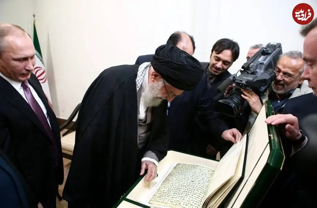 عکس؛ سفر در زمان؛ «پوتین، جهانگیری و ظریف» در بیت رهبری؛ سال 1394