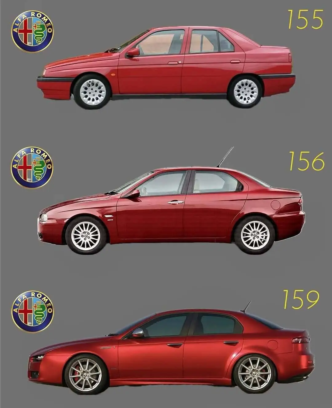 تصاویر؛ کدهای 155، 156 و 159 در آلفا رومئو چگونه تکامل یافتند