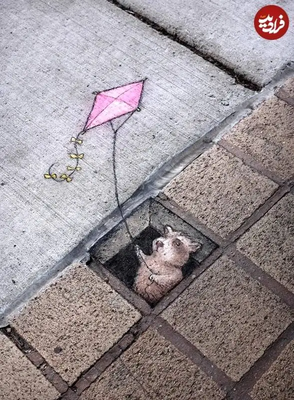 تصاویر؛ هنر خیابانی؛ تازه ترین شاهکارهای بامزۀ هنرمندی که موجودات خیالی را به خیابان می آورد