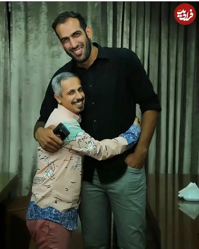 عکس؛ سفر به تاریخ؛ «غول زبیری» (سریال مختارنامه) در آغوش «جواد رضویان»