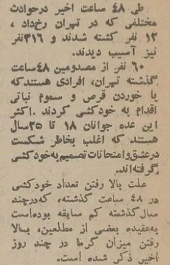 عکس؛ سفر در زمان؛ 60 نفر در گرمترین روزهای تهران خود کـشی کردند!