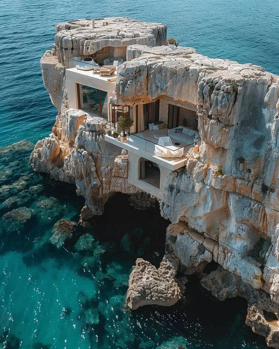 تصاویر؛ ویلا آفتاب کاپری؛ زیبایی های معماری با هوش مصنوعی در ایتالیا 