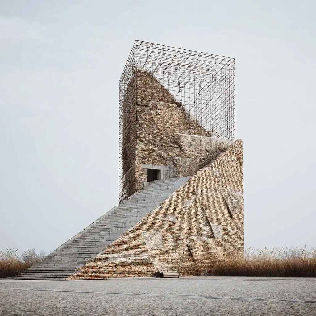 تصاویر؛ معماری با هوش مصنوعی؛ پایه کار با میلگرد