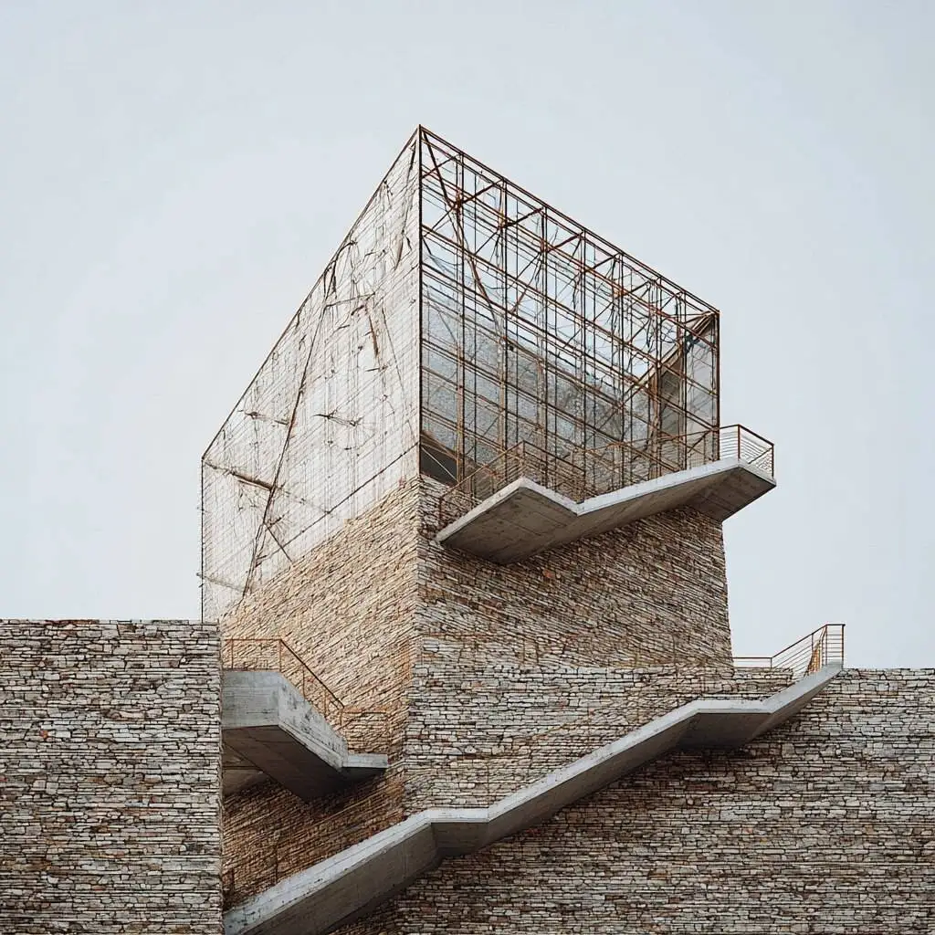 تصاویر؛ معماری با هوش مصنوعی؛ پایه کار با میلگرد