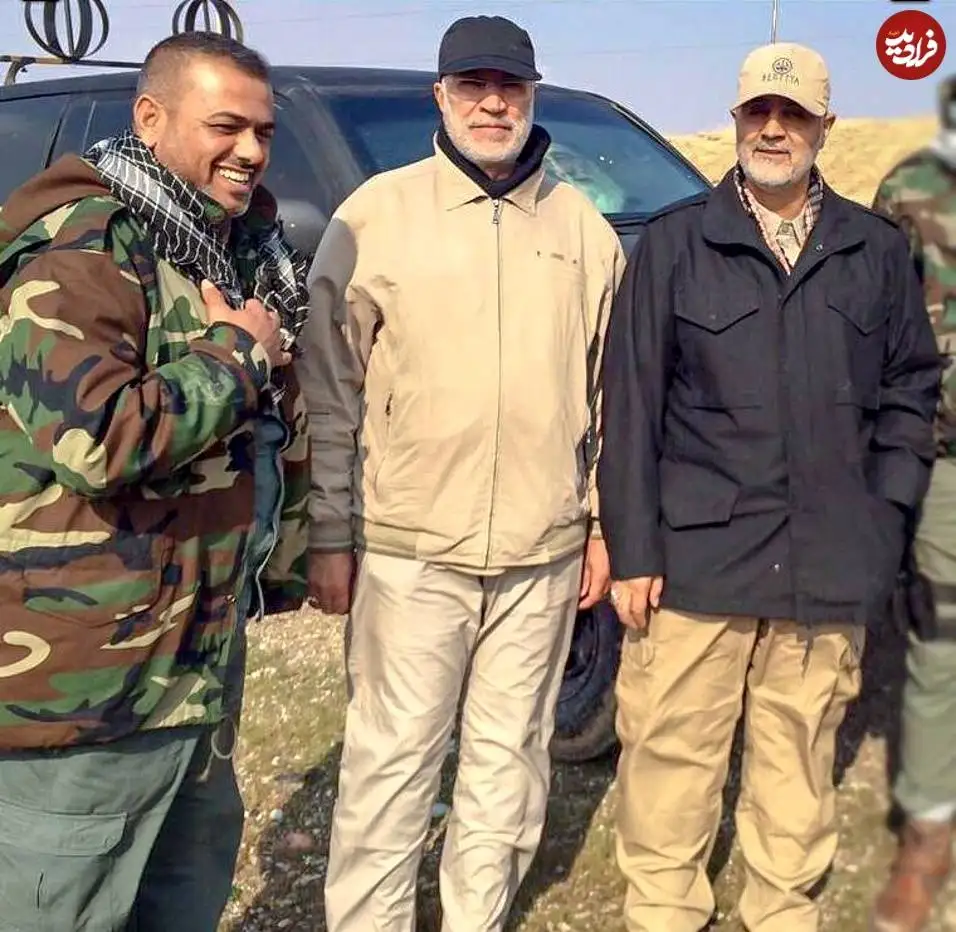 عکس؛ سفر در زمان؛ «سردار سلیمانی و ابومهدی مهندس» در یک محور عملیاتی در عراق؛ دهه 90