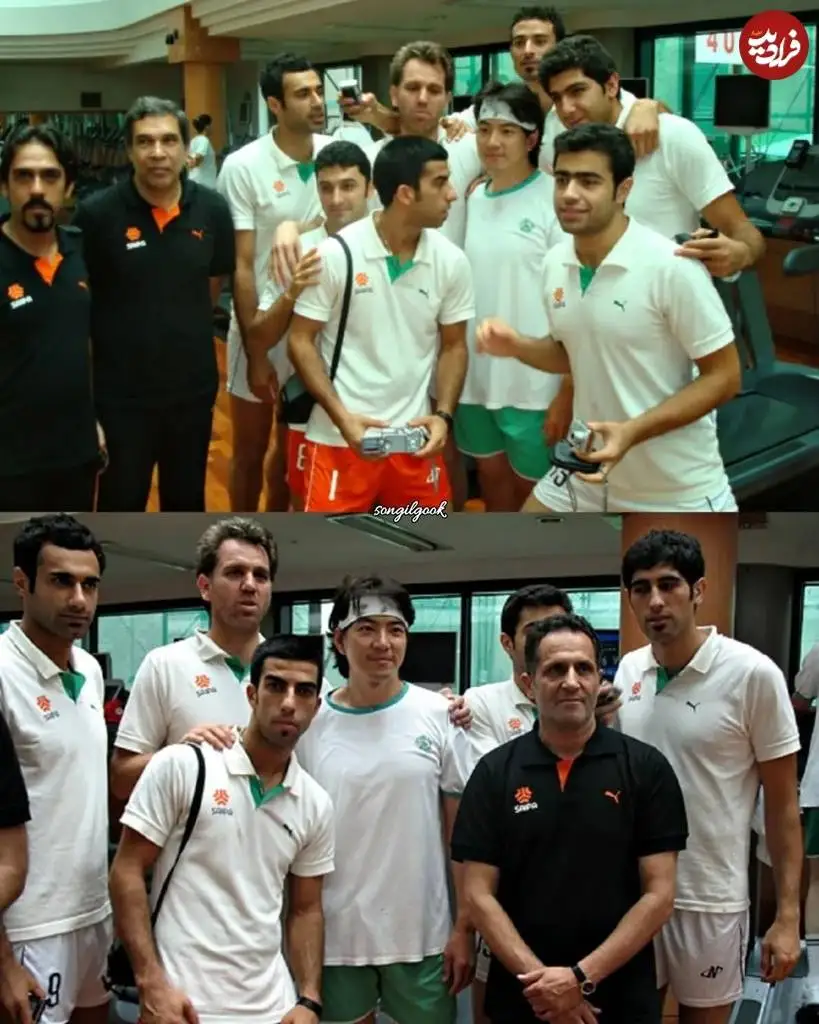 عکس| سفر در زمان؛ بازیکنان تیم والیبال سایپا در کنار «جومونگ» در سئول؛ سال 1388