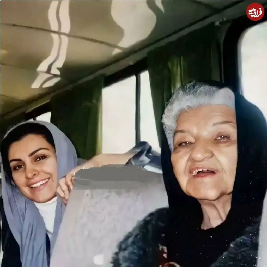 عکس؛ سفر در زمان؛ «پروین سلیمانی و نوه مشهورش» سوار بر اتوبوس؛ دهه 80