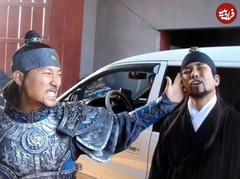 عکس| سفر به تاریخ؛ نبرد نمایشی «اویی و نارو» در پشت صحنه سریال «جومونگ»