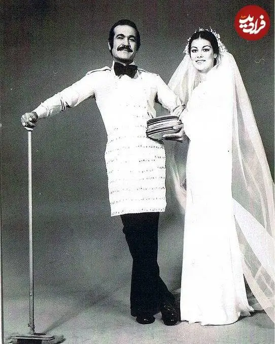 عکس| سفر در زمان؛ «فریدون فرخزاد و ترانه سندوزی» در آتلیه عکاسی و در روز عروسی شان؛ سال 52