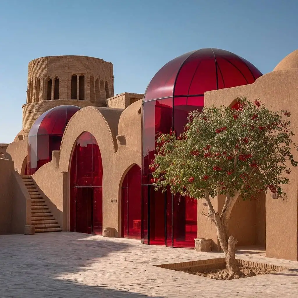 تصاویر؛ معماری هوش مصنوعی در امارات؛ کانسپت اقامتگاه بوم گردی با الهام از سنت های ایرانی