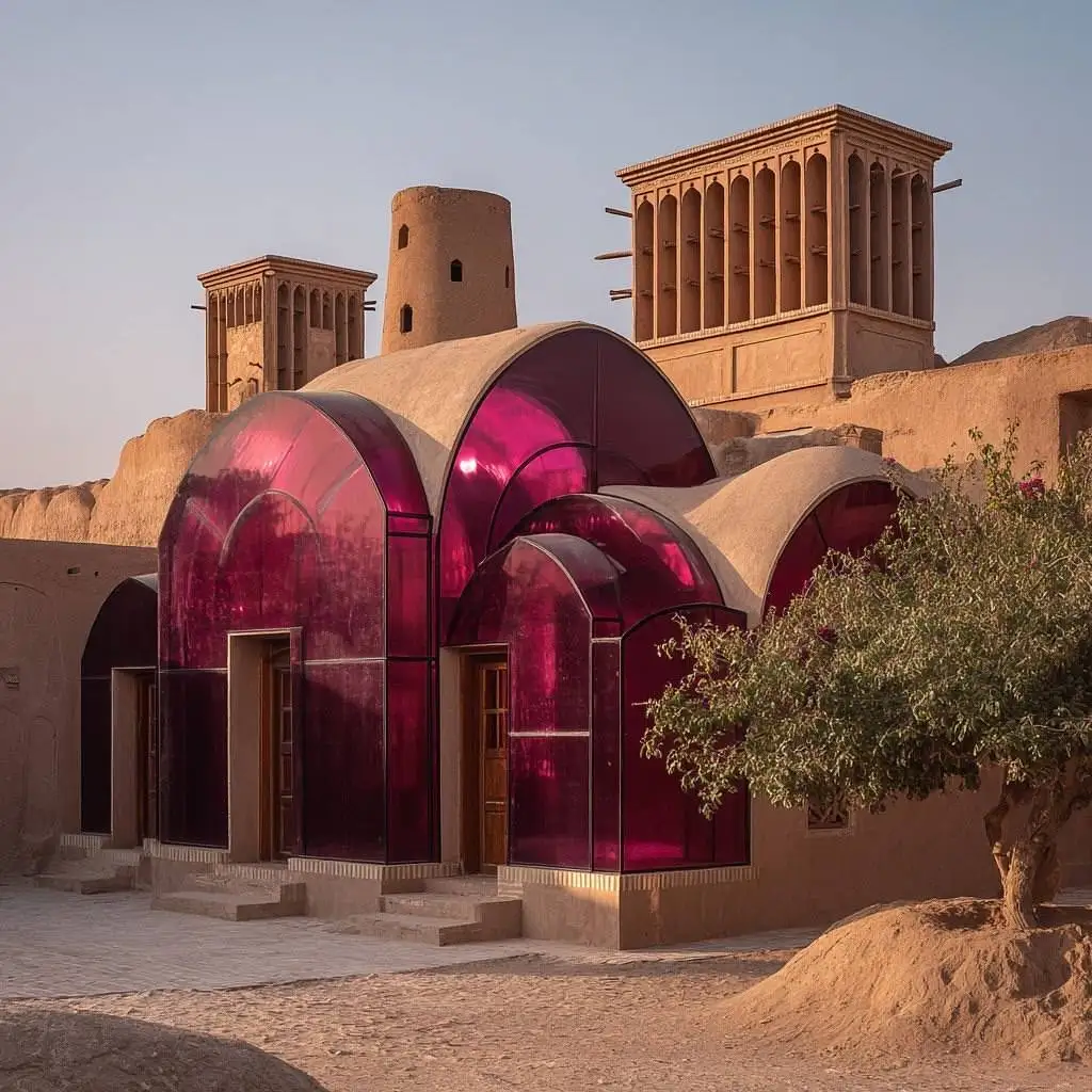 تصاویر؛ معماری هوش مصنوعی در امارات؛ کانسپت اقامتگاه بوم گردی با الهام از سنت های ایرانی