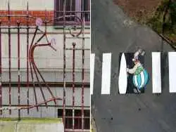 تصاویر؛ هنر خیابانی؛ هنرمند خلاق فرانسوی که روی «تَرک دیوار» هم شاهکار خلق میکند