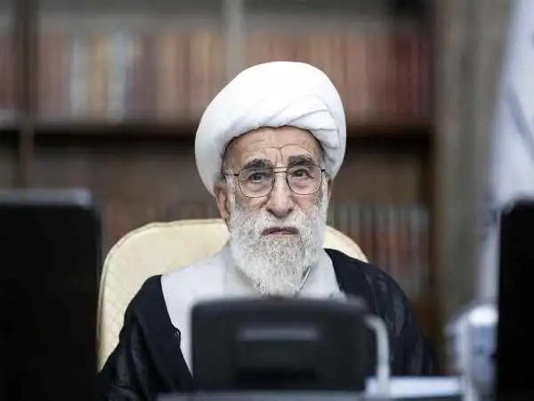 عکس؛ سفر در زمان؛ «آیت الله جنتی» در حال سخنرانی در هند؛ سال 1370