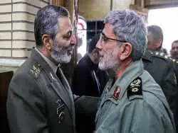 عکس؛ سفر به تاریخ؛ «امیر موسوی، سردار سلامی و سردار قاآنی» در تشییع اسماعیل هنیه؛ سال 1403