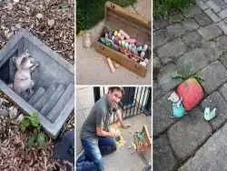 تصاویر؛ هنر خیابانی؛ تازه ترین شاهکارهای بامزۀ هنرمندی که موجودات خیالی را به خیابان می آورد