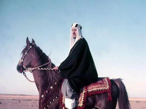 عکس؛ سفر در زمان؛ دومین پادشاه عربستان و مهمان هایش در حال خوردن سه گوسفند کامل»؛ سال 1332