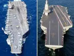 تصاویر؛ مقایسه ناوهای هواپیمابر چین و ایالات متحده بر حسب ظرفیت حمل جنگنده