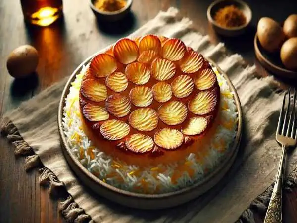 طرز تهیه ته دیگ سیب زمینی و دلایل نرم شدن آن