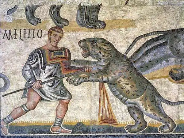 یک تکه استخوان که نشان می دهد «گلادیاتورها» با «شیر یا پلنگ» می جنگیدند