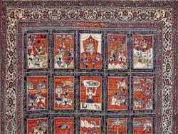 عکس؛ فرش تاریخی قصه رستم از شاهنامه فردوسی اثر هنرمندان تبریزی